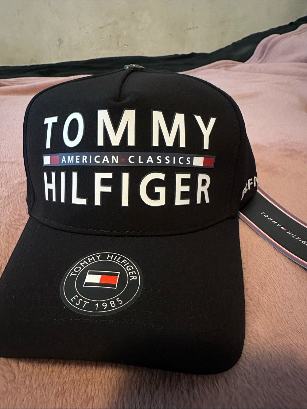 Tommy Hilfiger Black Logo Baseball Cap with Flag Detail